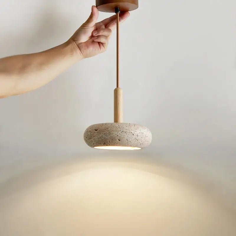 Luminária Pendente Nordic Wabi-Sabi em Travertino