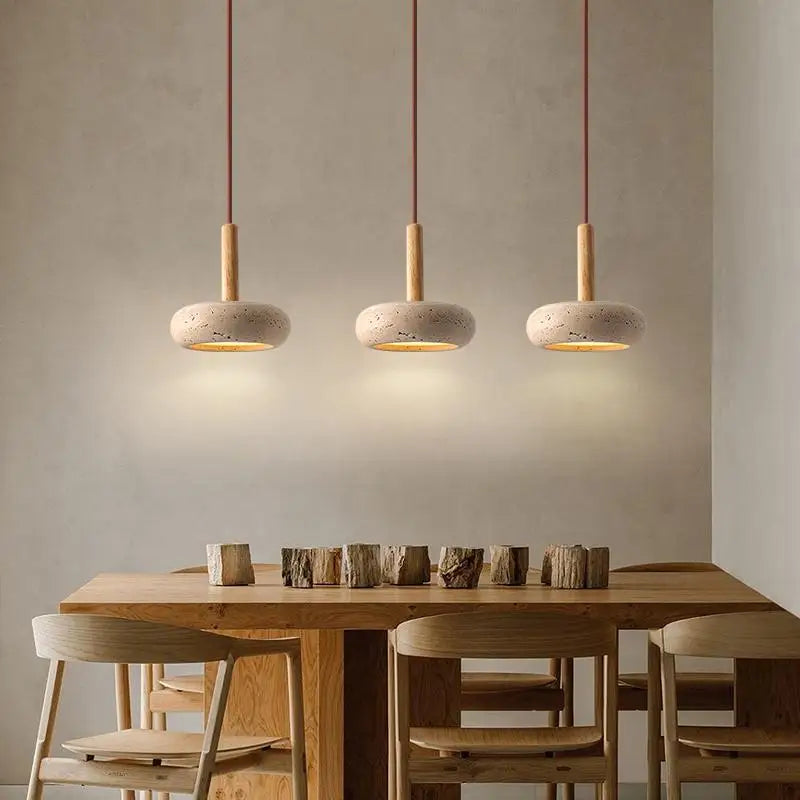 Luminária Pendente Nordic Wabi-Sabi em Travertino
