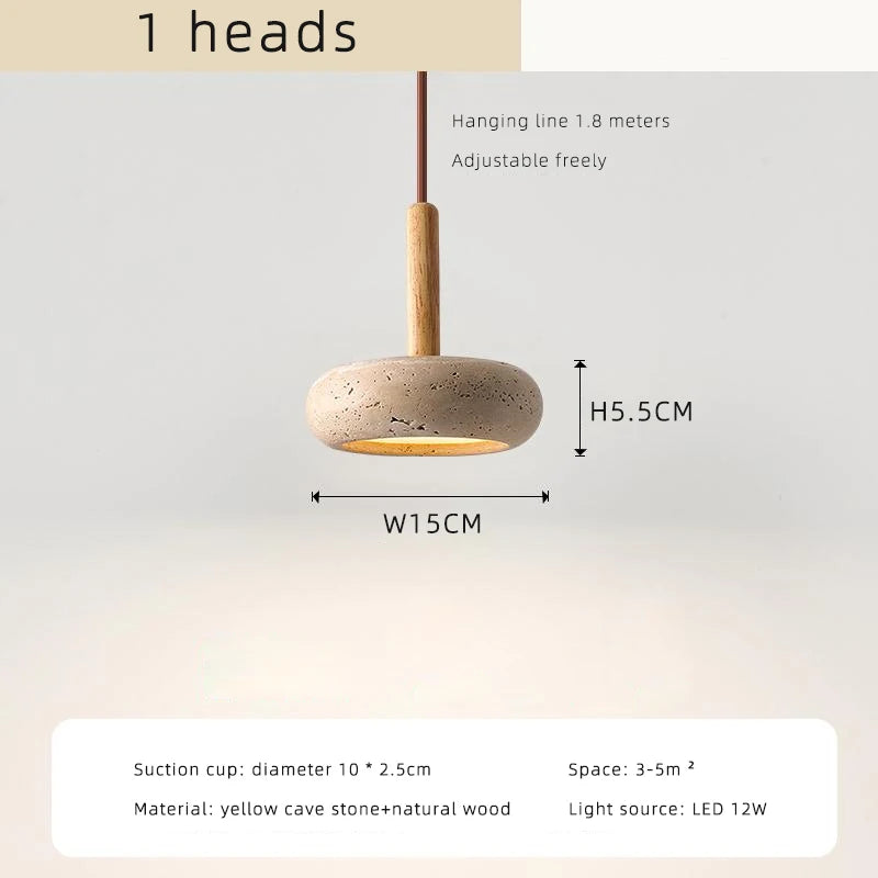 Luminária Pendente Nordic Wabi-Sabi em Travertino